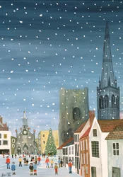Chichester-Kathedrale, eine Schneeszene